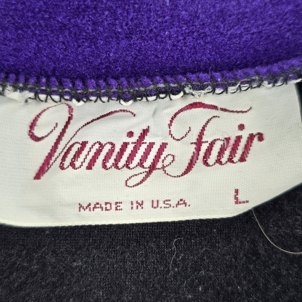 Vanity Fair Robe Womens L Vintage Velour Colorblock Black Purple Pink Caftan - Picture 2 of 4